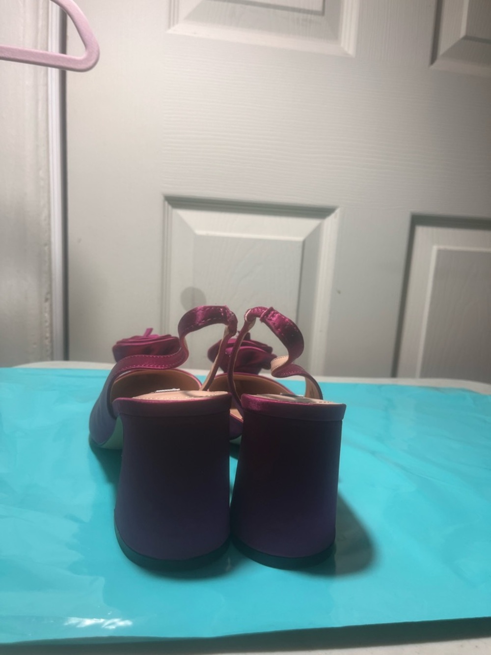 Charles David Fuchsia Satin D'Orsay Block Heels - Picture 6 of 9